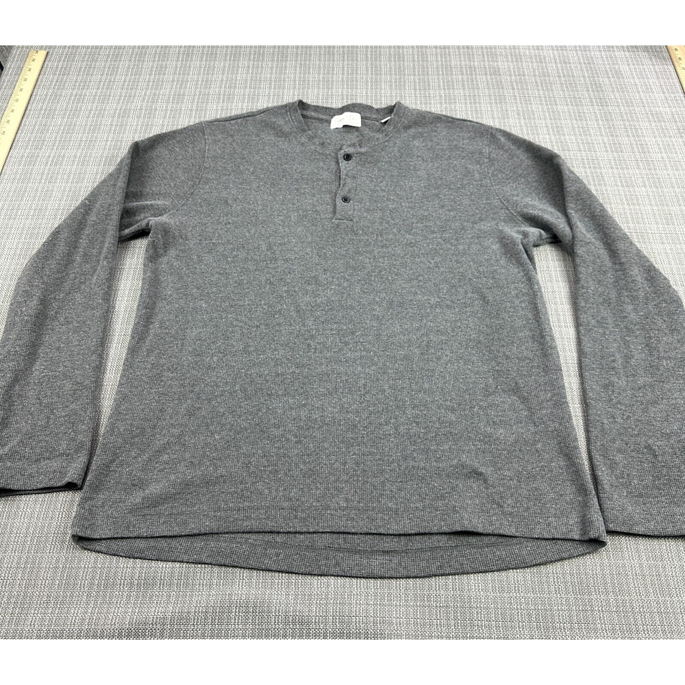 Cotton & Co Henley Shirt Mens‎ XL Grey Thermal Base Layer Long Sleeve